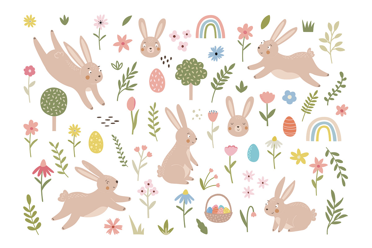 Easter Bunny Clipart, a Seasonal Illustration by Nadezhda Mikhailova (Photo 2 of 11)