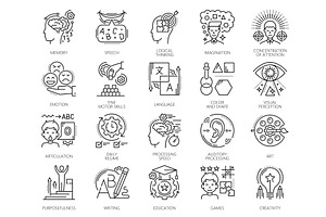 Cognitive ability, kids memory icons, a Healthcare Illustration by Vector Tradition