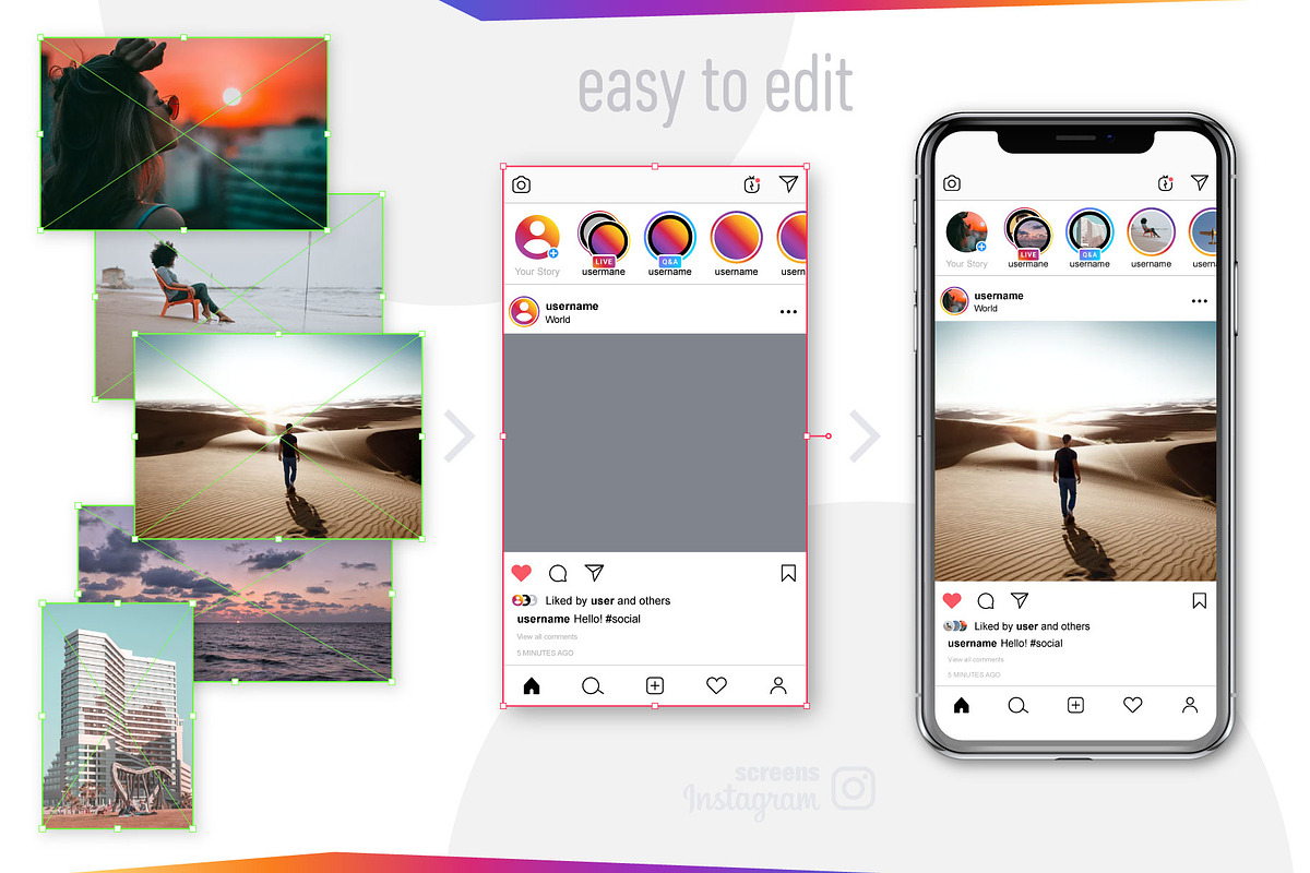 Instagram Mockup Bundle, a Social Media Template by karnofff (Photo 6 of 15)