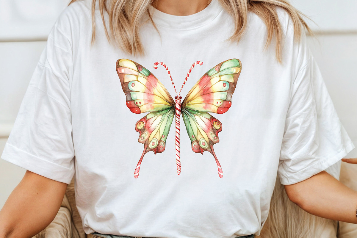 Watercolor Christmas Butterfly Clipa, an Illustration by CraftArtStudio (Photo 4 of 6)