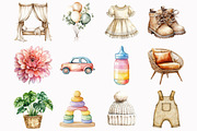 Watercolor Boho Nursery Clipart, an Illustration by Design Market (Thumbnail 2 of 5)