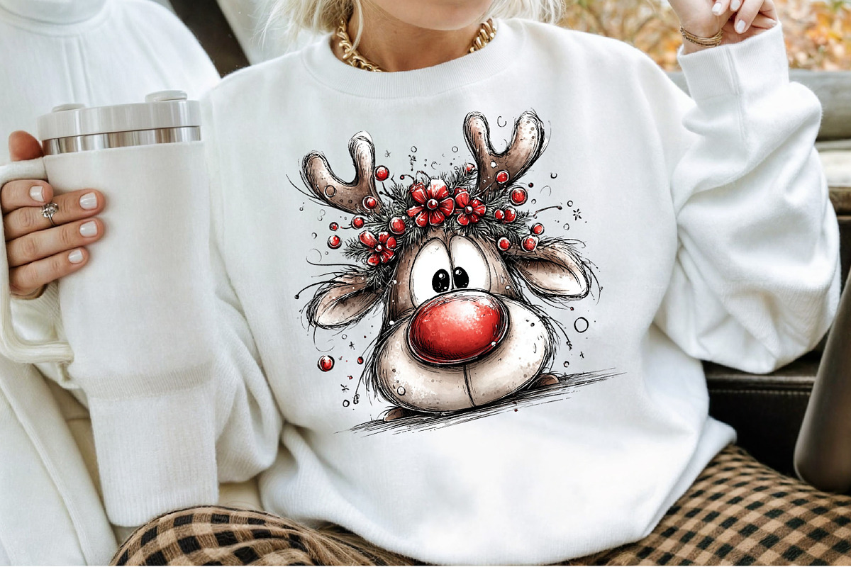 Watercolor Christmas Reindeer Clipar, an Illustration by Sublimation Artist (Photo 4 of 6)