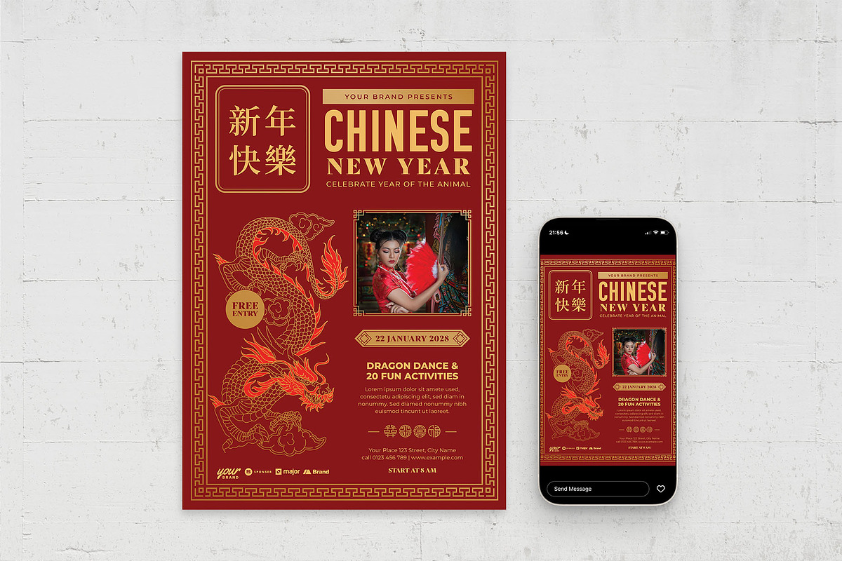 Chinese New Year Flyer Template, a Flyer Template by BrandPacks (Photo 2 of 3)