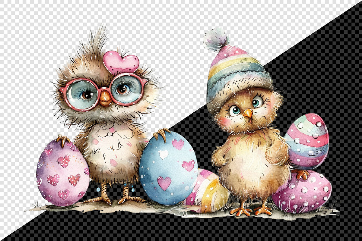 Watercolor Easter Chicks Clipart, an Illustration by Creative Art (Photo 3 of 8)
