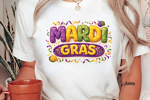 Faux Yarn Mardi Gras Png Crochet Png, an Illustration by DreamPrint404