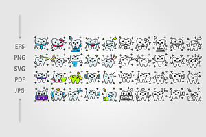 collection of dental icon characters, an Emoji Icon by lawoel