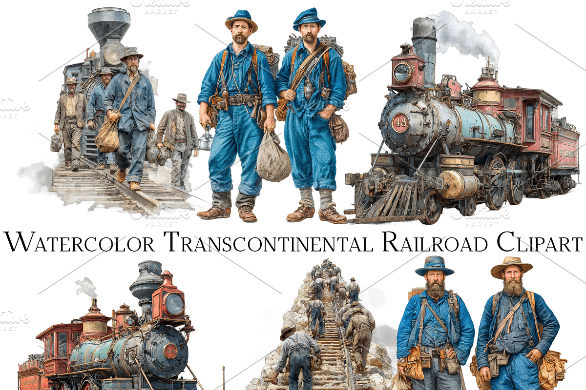 Watercolor Transcontinental Railroad, an Object Graphic by ArtisticTimberStudio (Photo 2 of 2)