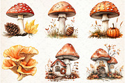 Autumn Mushroom Clipart, an Illustration by Libby Wishes (Thumbnail 2 of 7)