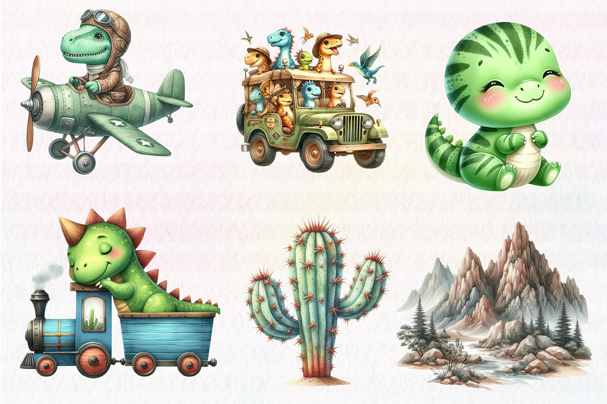 Dinosaurs watercolor clipart, an Illustration by CreationArt (Photo 5 of 7)