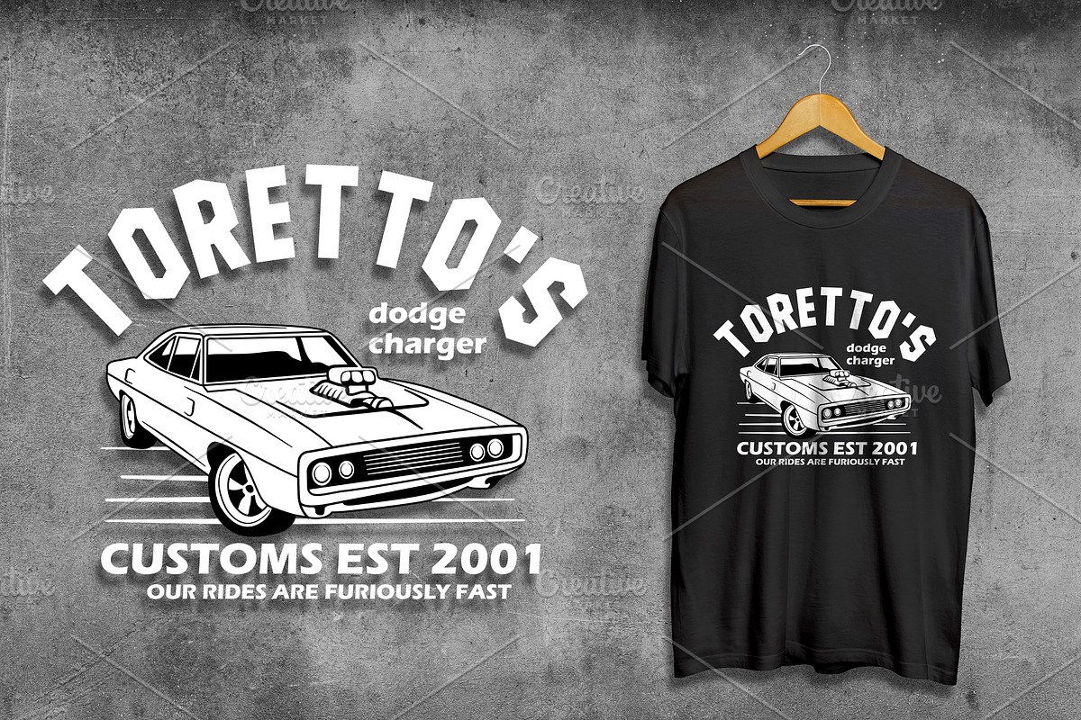 t-shirt design classic car toretto, a Pattern Graphic by borera studio (Photo 1 of 3)