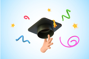3d graduation hand. Student hand, an Education Illustration by Stock-Smart-Start
