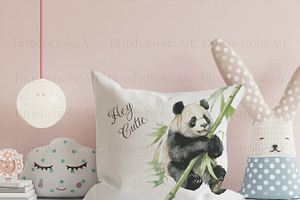 Watercolor Panda Clipart, Cute Panda