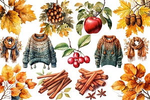 Watercolor Autumn Clipart