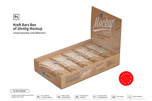 Kraft Bars Box Of 10x40g Mockup