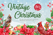 Christmas Watercolor Clipart Set, a Seasonal Illustration by AnitaPol (Thumbnail 1 of 15)
