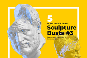 5 Sculptures Busts Mockup #3