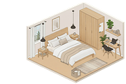 3D bedroom interior illustration, an Object Illustration by Nurlan's shop (Thumbnail 2 of 3)