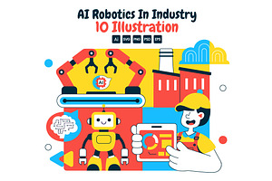 10 AI Robotics In Industry Illustrat, a Technology Illustration by denayunebgt