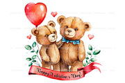 Valentine's day teddy bears clipart, an Animal Illustration by ArtfulStudio (Thumbnail 3 of 10)