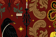 Burgundy Gothic Halloween Patterns, a Pattern Graphic by Oksana Dovhopol Art (Thumbnail 9 of 9)