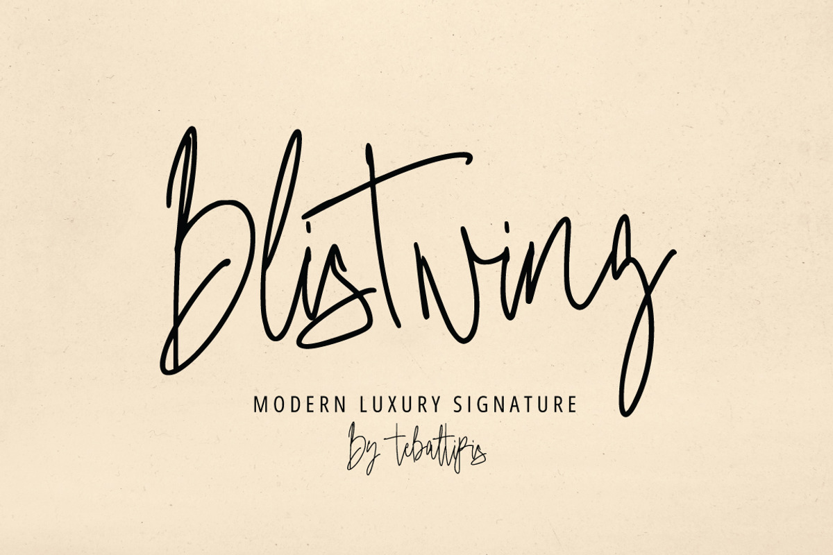 Blistwing - Moniline Signature, a Handwritten Font by tebaltipislab (Photo 1 of 12)