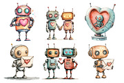 Robot Love Clipart Sublimation, an Illustration by SinaCreation (Thumbnail 2 of 5)