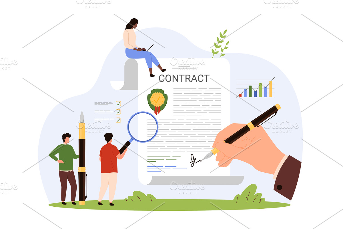 Contract and license inspection, an Object Illustration by Flashvector