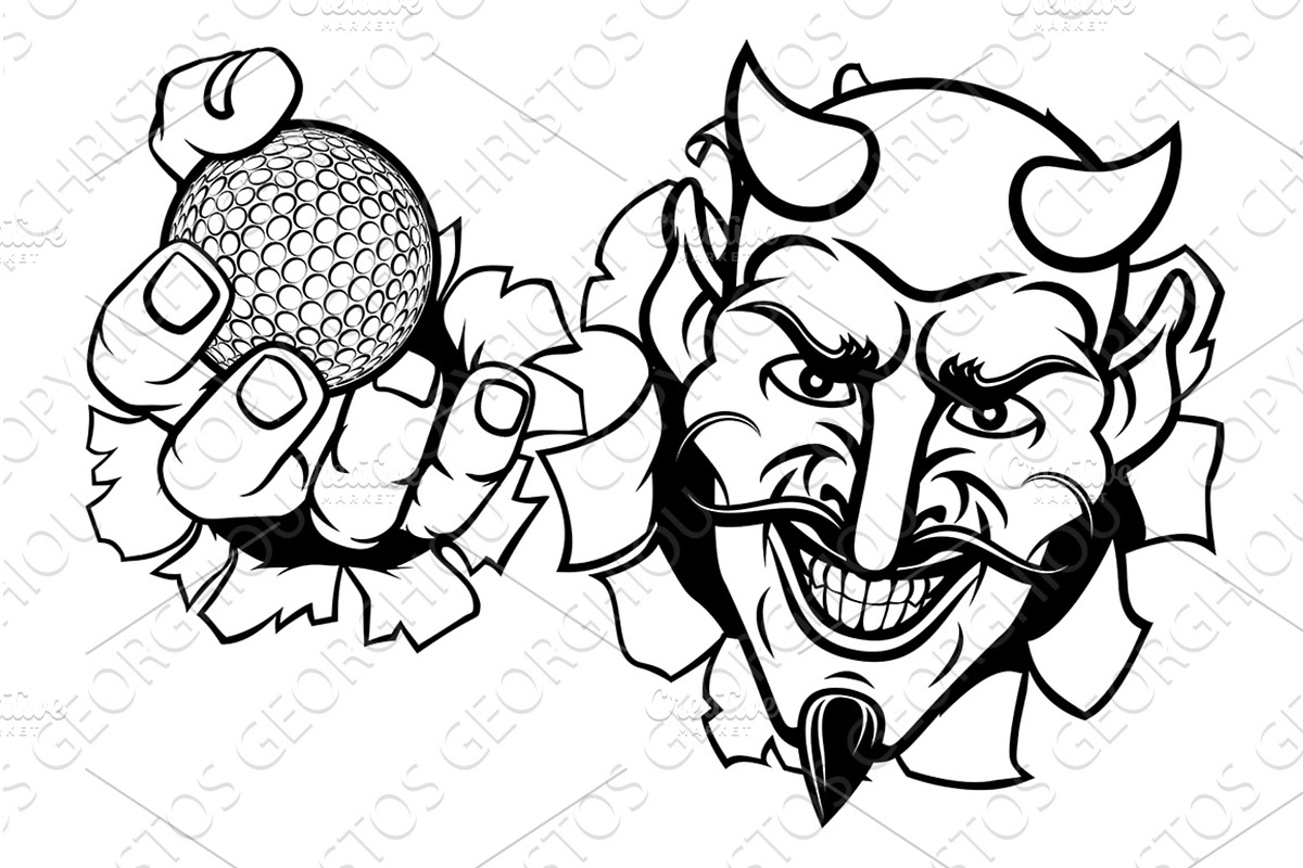Devil Satan Golf Ball Sports Mascot, an Illustration by Christos Georghiou