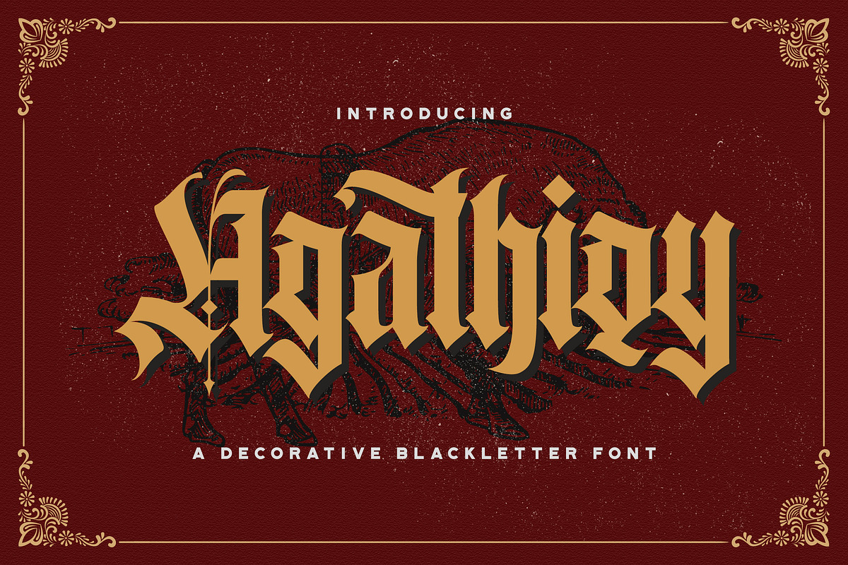 Agathiqy - Blackletter Font, a Blackletter Font by StringLabs (Photo 1 of 13)