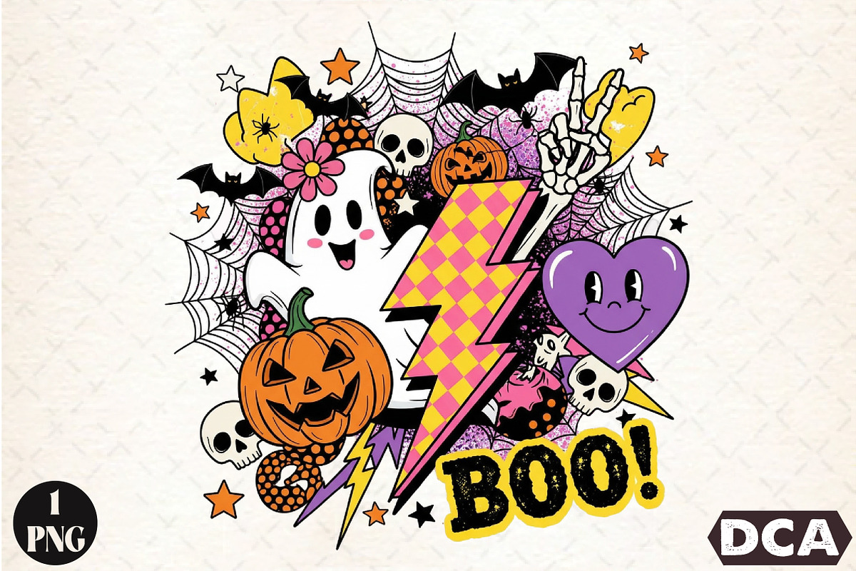 Retro Halloween PNG Sublimation, an Illustration by DreamCafeArt (Photo 1 of 7)