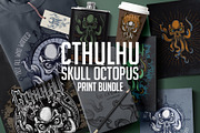 Cthulhu skull octopus PRINT BUNDLE, an Animal Illustration by VioSilent (Thumbnail 1 of 6)