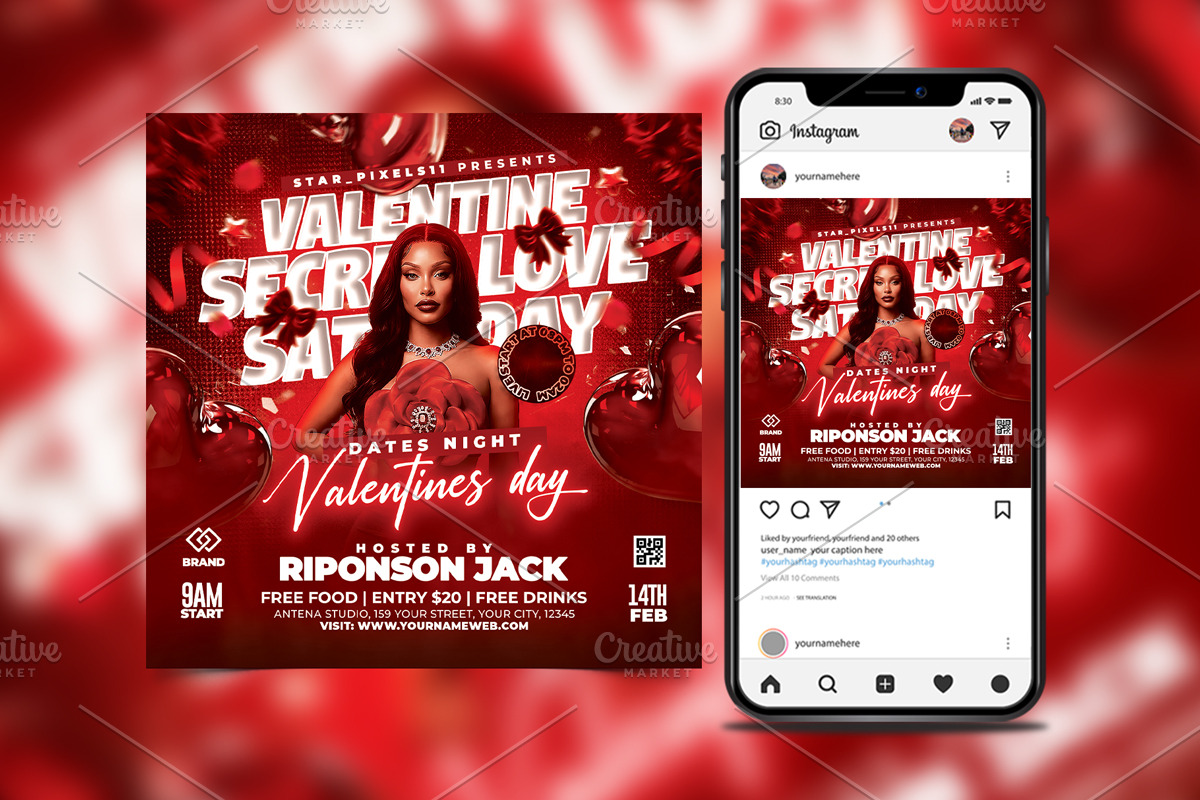 Valentine Secret Love Party Flyer, a Flyer Template by StarPixles11 (Photo 2 of 3)