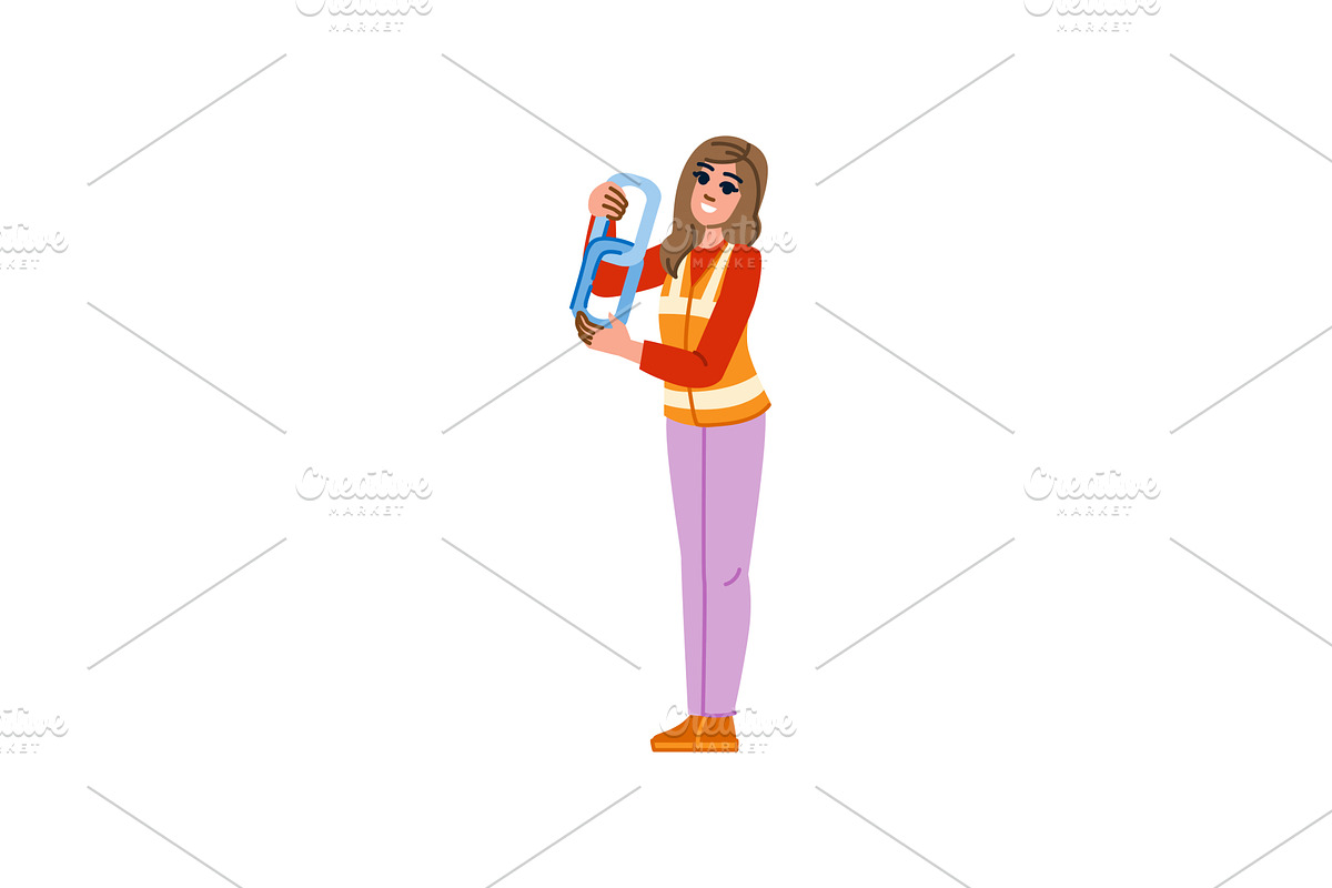 Female construction worker holding, an Illustration by pikepicture