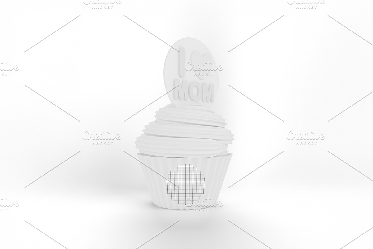 Cartoon I Heart Mom Cupcake Mockup, a Merchandise Mockup by Qaleb Studio (Photo 1 of 2)