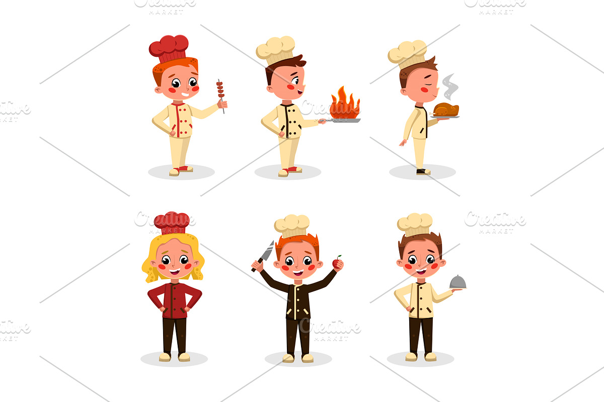 Little Boy and Girl Chef Character, a Person Illustration by TopVectors