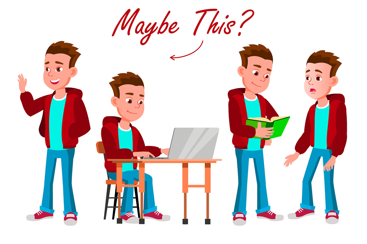Boy Schoolboy Animation Creation Set, an Education Illustration by ...