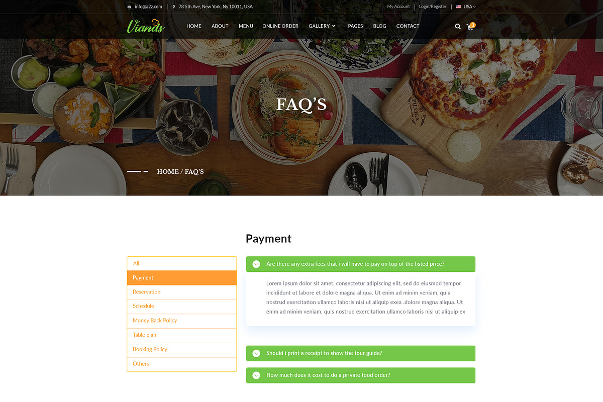 Viands Restaurant PSD Template, a Landing Page Template by Andit themes (Photo 14 of 20)