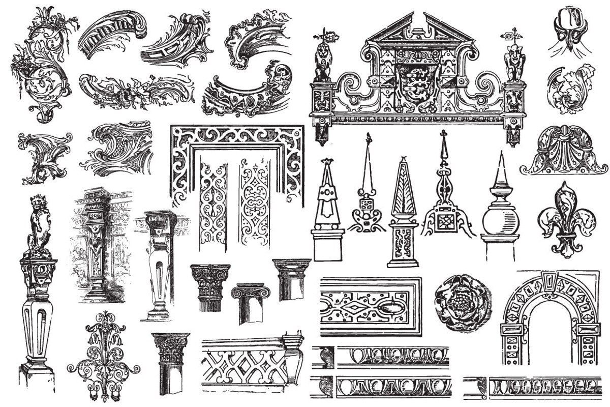 Vintage Architecture Design Elements, an Illustration by Vertigo Creative Products (Photo 7 of 8)