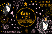 Unicorn Clip Art & Lettering Set, a Texture Illustration by 5August Art (Thumbnail 1 of 8)