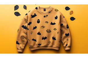 Orange Halloween-themed Sweater With