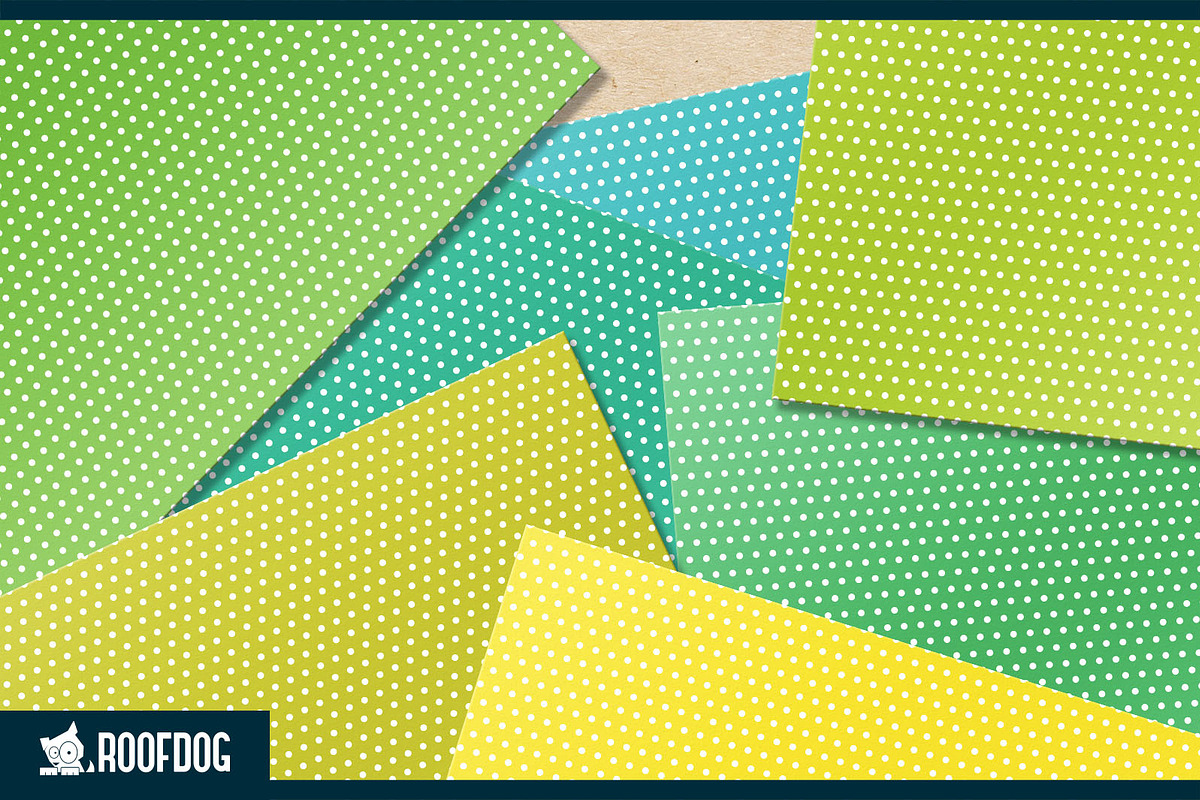 Rainbow polka dot digital paper, a Pattern Graphic by Roofdog Design (Photo 4 of 5)