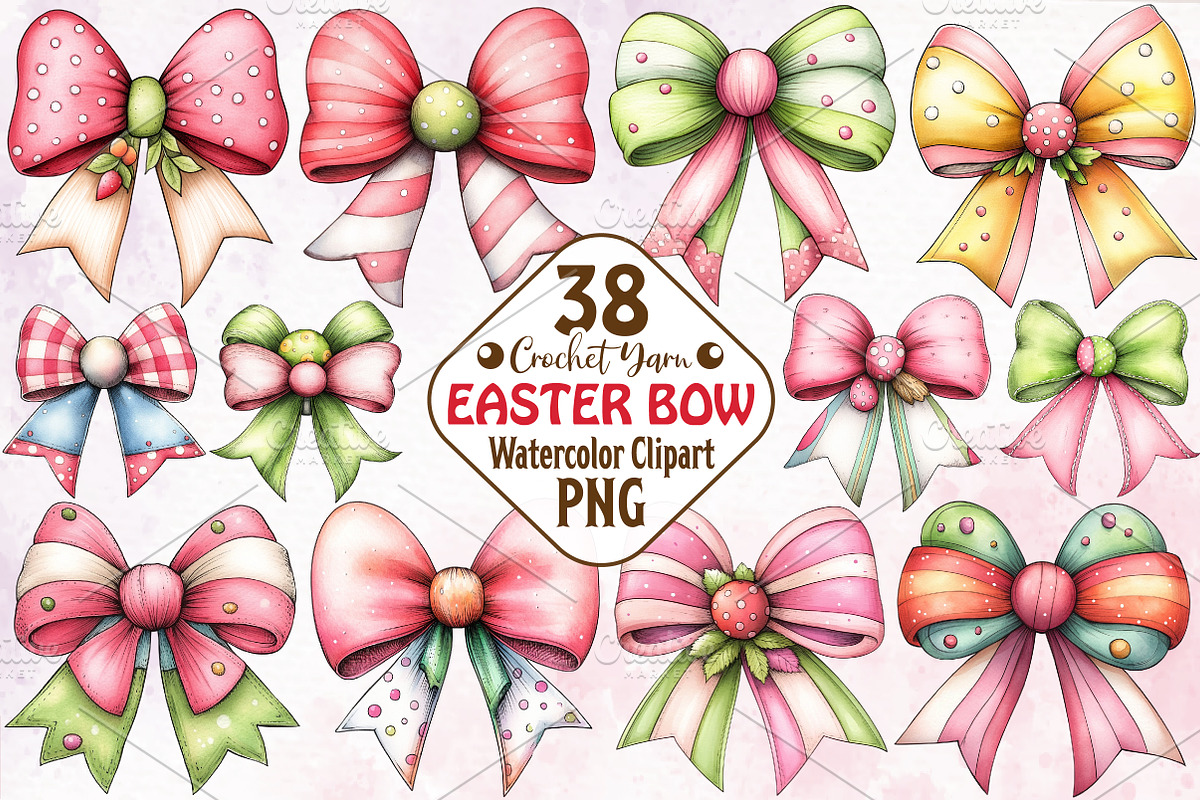 Crochet Yarn Easter Bow clipart, an Illustration by RobertsArt (Photo 1 of 4)