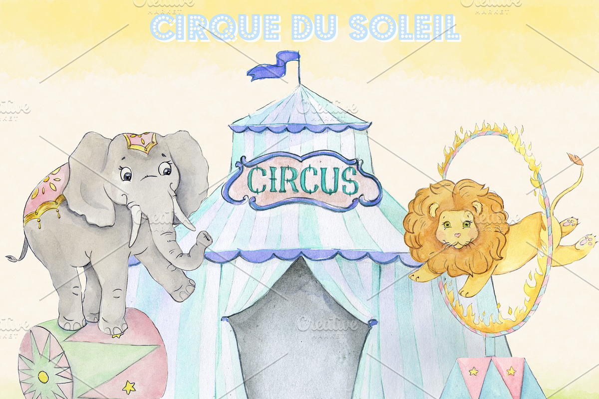 Watercolor Circus Clipart Images, an Illustration by Whimseez (Photo 3 of 4)