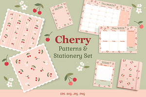 Cherry Patterns & Stationery Set