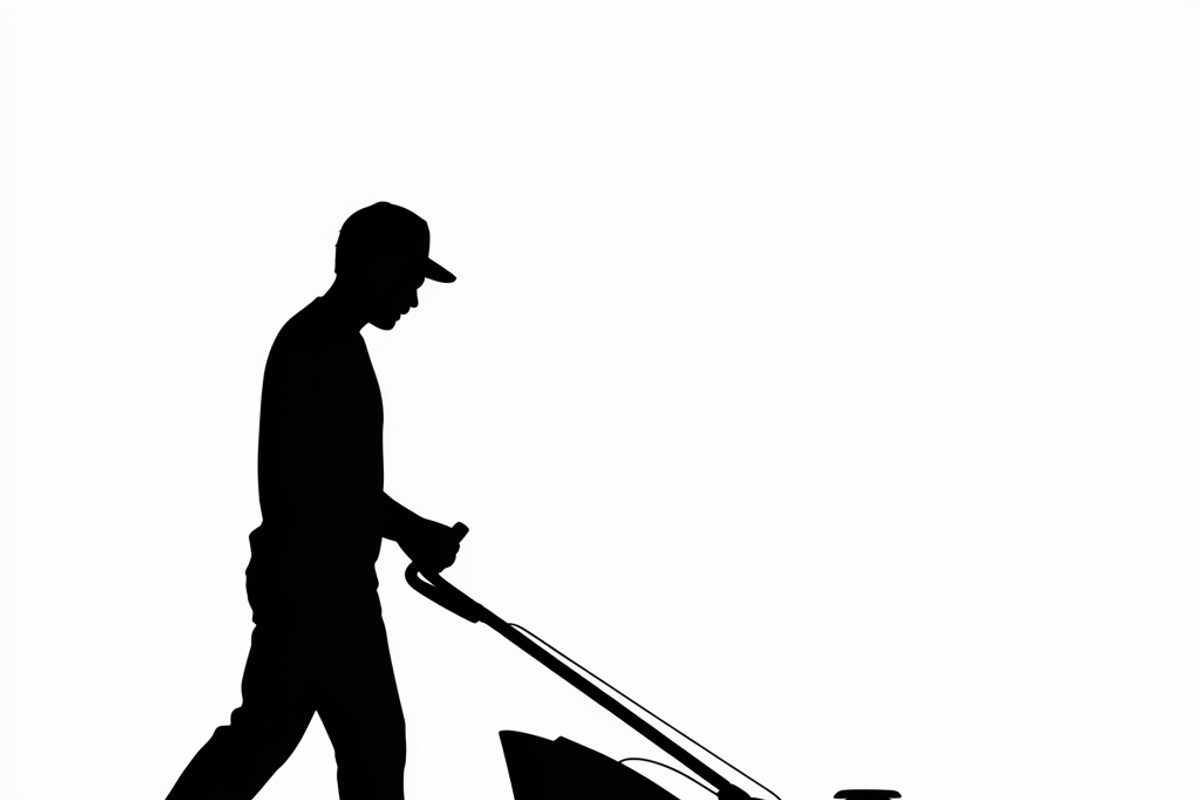 silhouette of a man mowing the lawn, an Illustration by Amazin_art (Photo 21 of 21)