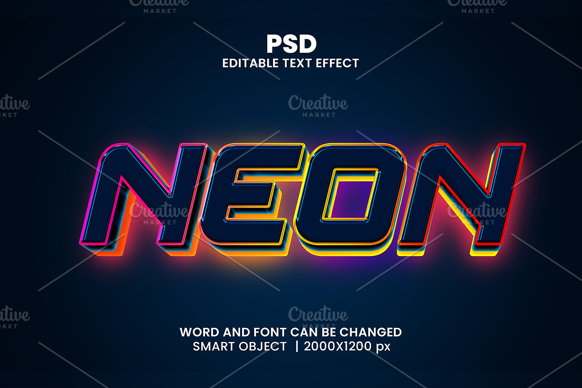 Neon light Editable Psd Text Effect, a Layer Style Add-On by bdrobin (Photo 1 of 2)