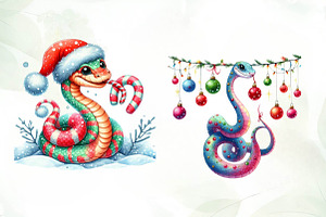 Christmas Snake Clipart Sublimation