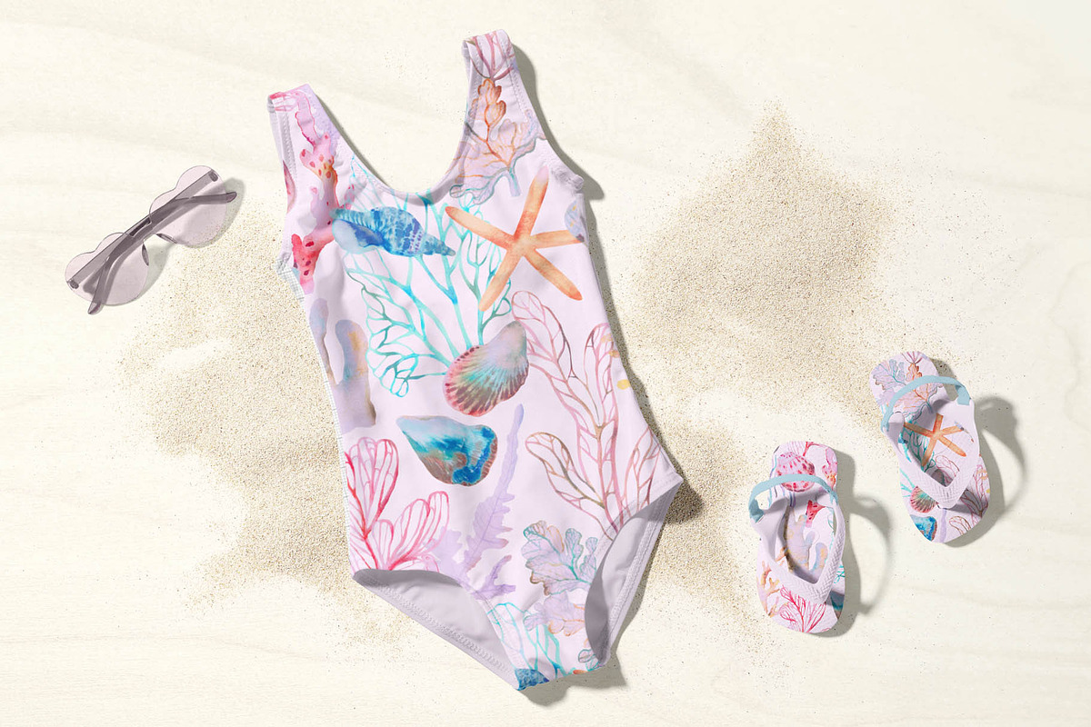 Nerida. Seamless marine pattern, a Pattern Graphic by emeraldthue (Photo 3 of 7)