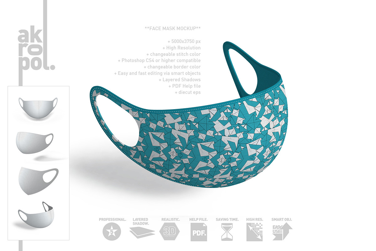 Face Mask Mockup, a Mask Mockup by akropol (Photo 7 of 12)