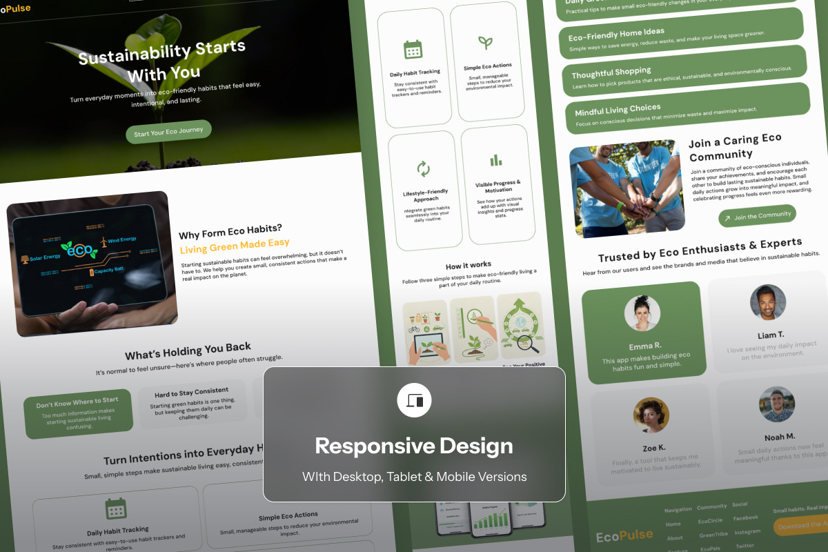 EcoPulse - Eco Habit Tracker Landing, an App Template by twinstd (Photo 4 of 5)